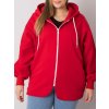Červená dámská mikina na zip s kapucí