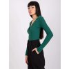Tmavě zelené dámské tričko s výstřihem