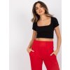 Černý dámský crop top s krátkými rukávy