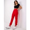 Červené dámské tepláky s vysokým pasem