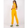 Tmavě žluté dámské tepláky s vysokým pasem