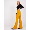 Tmavě žluté dámské zvonové kalhoty