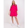 Fuchsiové volné mini šaty Dalenne s kapsami