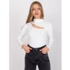 Bílé dámské velurové tričko s výstřihem