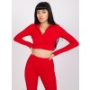 Červený crop top Flores s límečkem