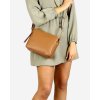 MARCO MAZZINI Camel dvoukomorová kožená crossbody kabelka