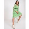 Zelené šaty Girona s květy a zavinovacím výstřihem