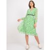 Zelené šaty Girona s květy a zavinovacím výstřihem