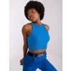 Modrý žebrovaný crop top Margo