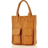 MARCO MAZZINI Karamelově hnědá shopper bag s kapsami (Velikost ONE SIZE)