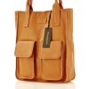 MARCO MAZZINI Karamelově hnědá shopper bag s kapsami (Velikost ONE SIZE)
