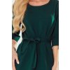 Zelené šaty s páskem a kulatým výstřihem GRETA