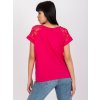 Růžové dámské tričko s krajkovými rukávy