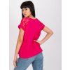 Růžové dámské tričko s krajkovými rukávy