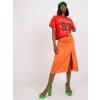 Oranžová midi sukně s rozparkem