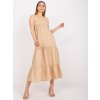 Béžové maxi šaty s volánem