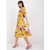 Žluté midi šaty s květinovým vzorem