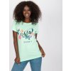 Světle zelené tričko s květinovým potiskem a nápisem "Tropic"