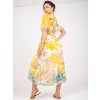 Žluté lehké midišaty s opaskem