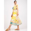 Žluté lehké midišaty s opaskem