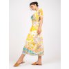 Žluté lehké midišaty s opaskem