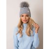 Dámská šedá čepice s bambulí