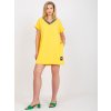 Žluté mini šaty lemované nápisy