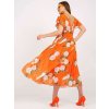 Oranžové plisované šaty s růžemi