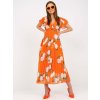 Oranžové plisované šaty s růžemi