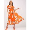 Oranžové plisované šaty s růžemi