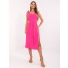 Neonově růžové letní midi šaty s vázáním