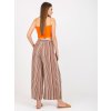 Hnědo-bílé pruhované volné kalhoty