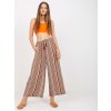 Hnědo-bílé pruhované volné kalhoty