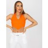 Oranžový žebrovaný crop top