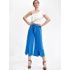 Modré široké letní kalhoty s rozparky