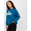 Modrá dámská mikina s bílým nápisem