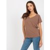 Tmavě béžové tričko s výstřihem do V