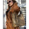 MARCO MAZZINI Béžová taupe dámská kožená shopper kabelka