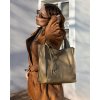 MARCO MAZZINI Béžová taupe dámská kožená shopper kabelka
