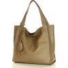 MARCO MAZZINI Béžová taupe dámská kožená shopper kabelka