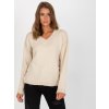 Béžový volný svetr s výstřihem do V