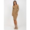 Světle hnědé žebrované uplé šaty