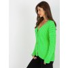 Neonově zelený pletený svetr na knoflíky