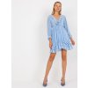 Světle modré minišaty s volánem v boho stylu (Velikost ONE SIZE)