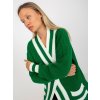 Zelený dlouhý kardigan lemovaný pruhy