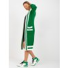 Zelený dlouhý kardigan lemovaný pruhy