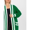 Zelený dlouhý kardigan lemovaný pruhy