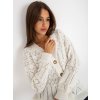 Smetanový háčkovaný svetr na knoflíčky (Velikost ONE SIZE)