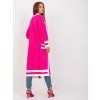 Růžový dlouhý kardigan lemovaný pruhy (Velikost ONE SIZE)
