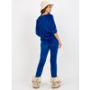 Kobaltový velurový komplet trička a kalhot s lemováním